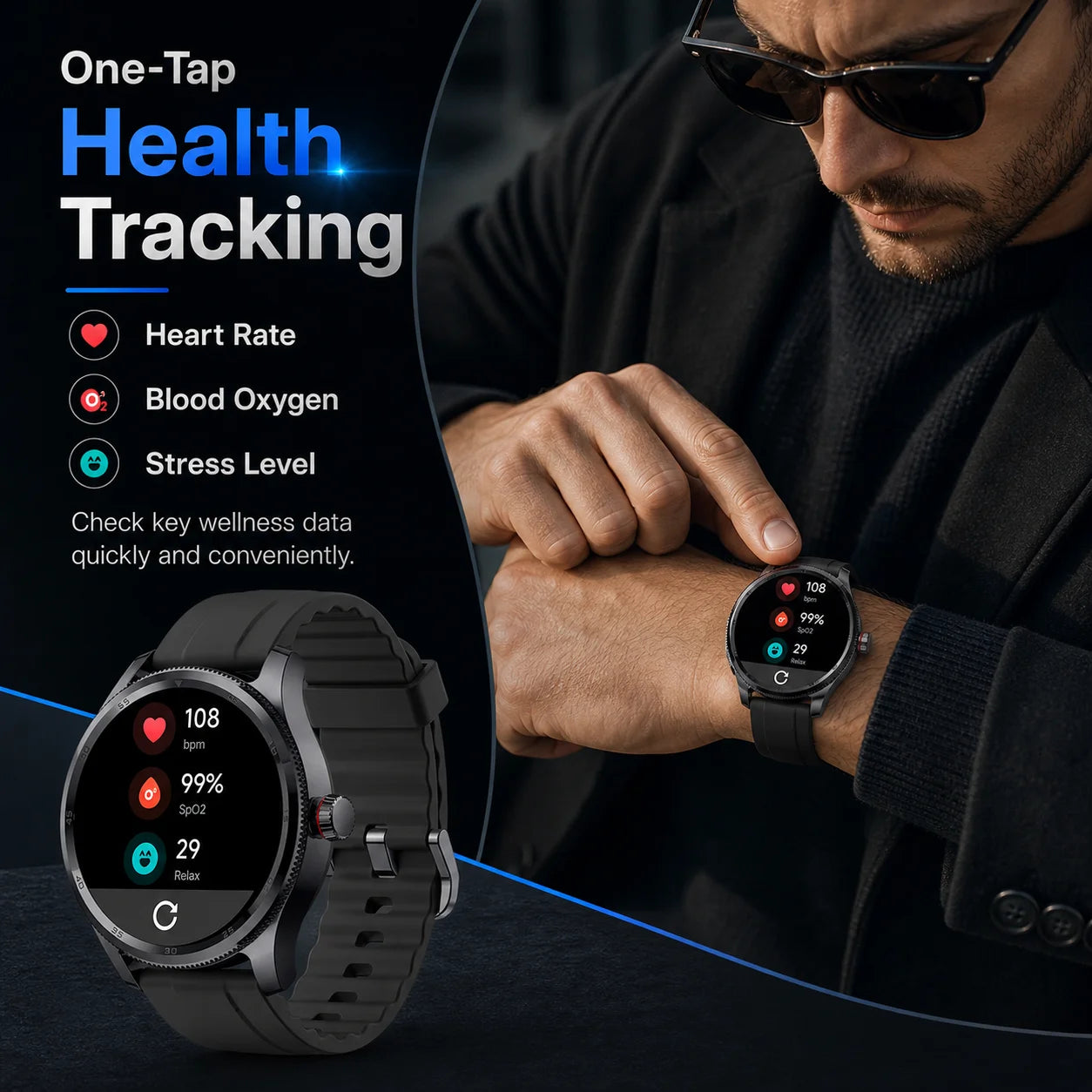 Men’S Smart Watch for Iphone & Android, 1.39" round Touchscreen, Bluetooth Calling & Text Notifications, Fitness Tracker with 100+ Sports Modes, IP68 Waterproof