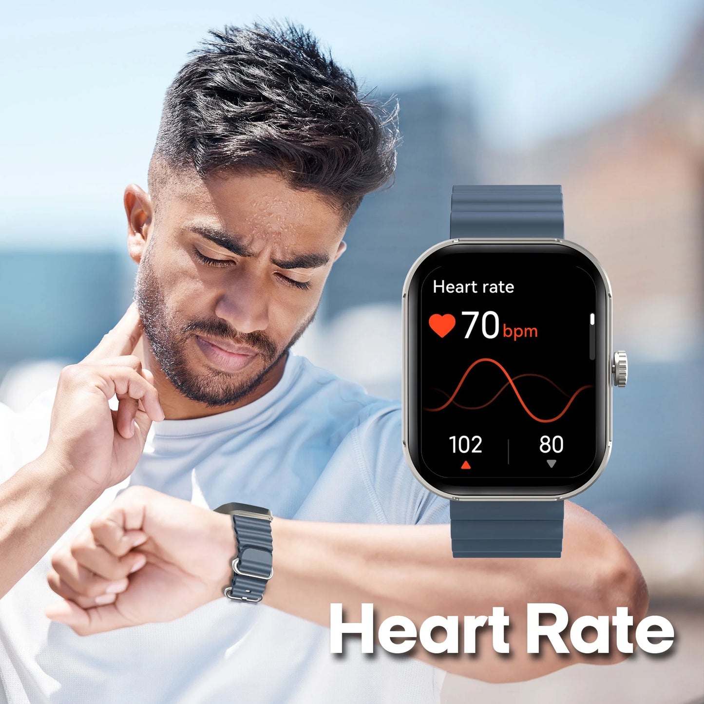 MEGA Smartwatch with 2.02" AMOLED Screen/Answer & Make Calls/Sleep Monitoring/Heart Rate/100+ Workout Modes/Quick Reply/Iphone and Android