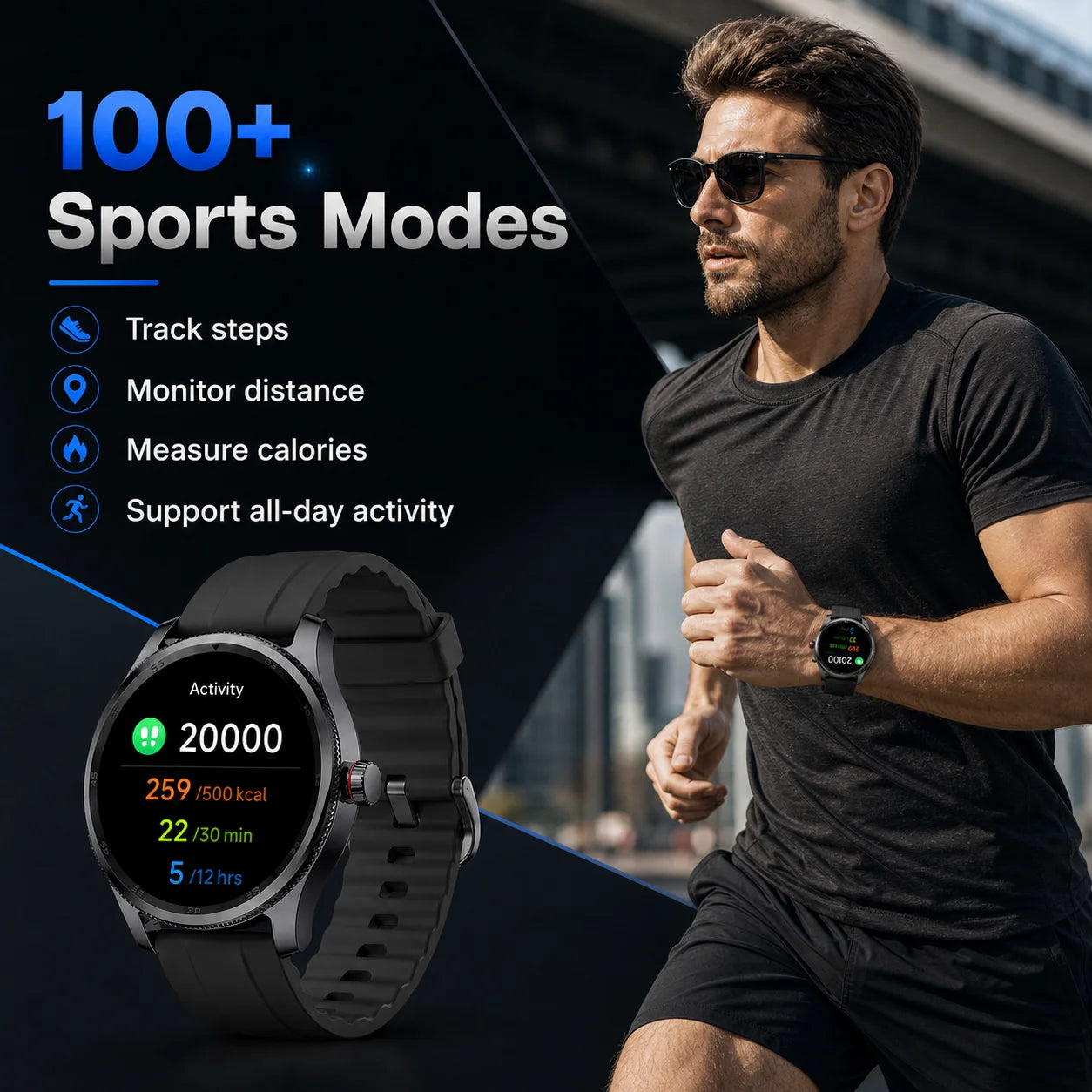 Men’S Smart Watch for Iphone & Android, 1.39" round Touchscreen, Bluetooth Calling & Text Notifications, Fitness Tracker with 100+ Sports Modes, IP68 Waterproof