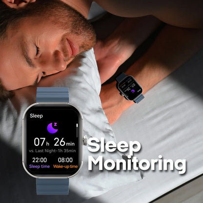 MEGA Smartwatch with 2.02" AMOLED Screen/Answer & Make Calls/Sleep Monitoring/Heart Rate/100+ Workout Modes/Quick Reply/Iphone and Android